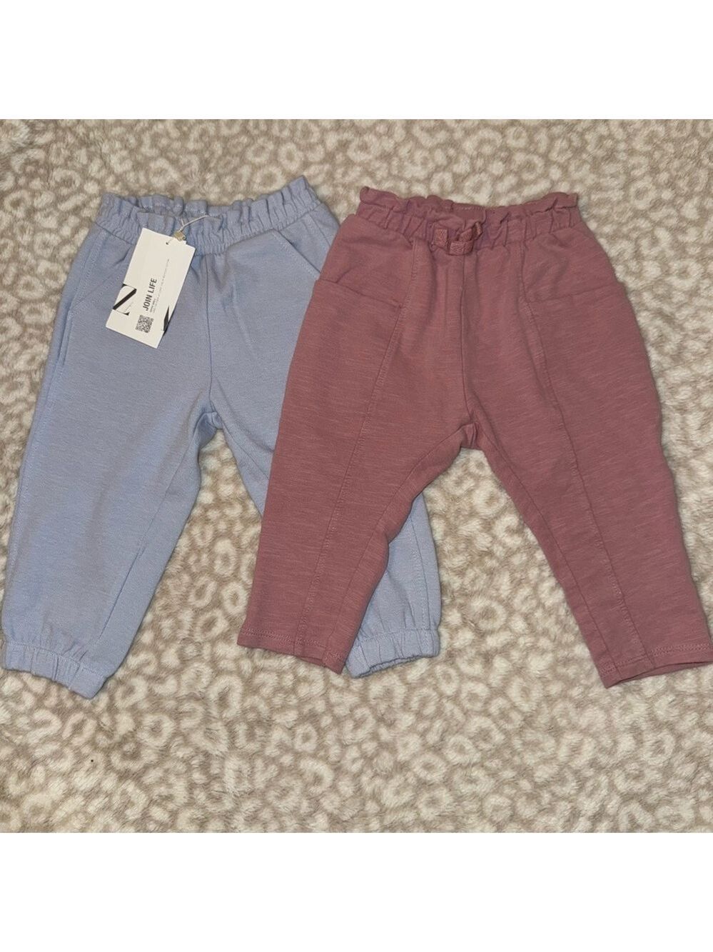12-18mo Zara Girls Sweatpants in Light Blue and Mauve